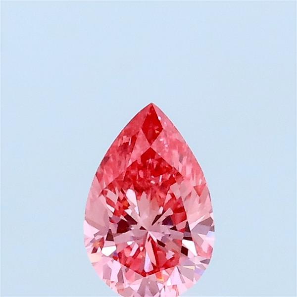 Actual 0.31 carat Fancy Vivid Pink Pear lab-grown diamond