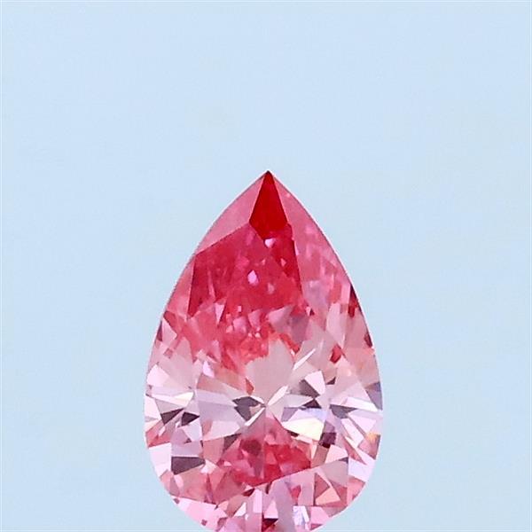 Actual 0.31 carat Fancy Vivid Pink Pear lab-grown diamond