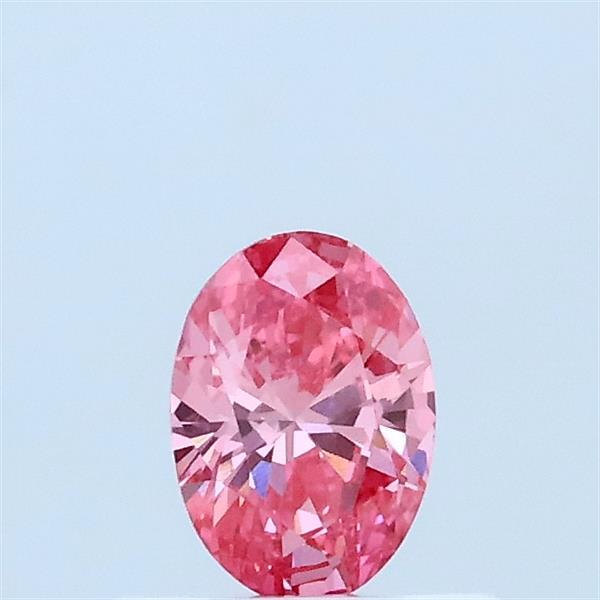 Actual 0.3 carat Fancy Vivid Pink Oval lab-grown diamond
