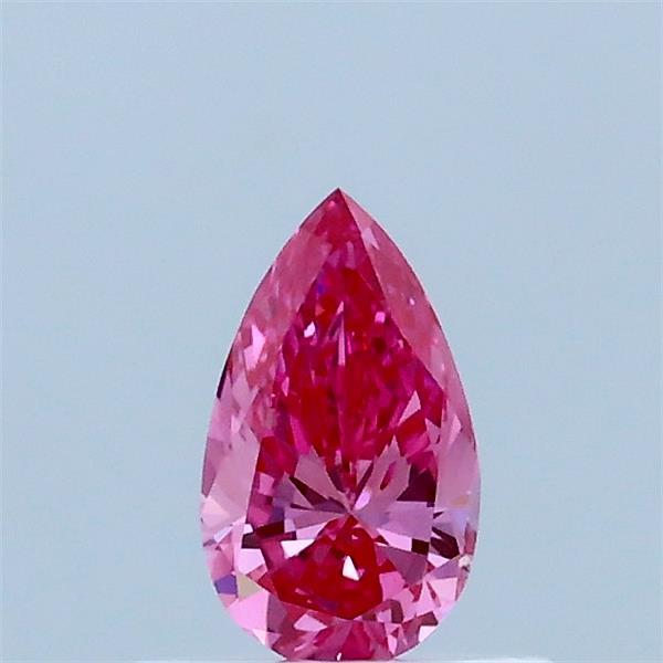 Actual 0.31 carat Fancy Vivid Pink Pear lab-grown diamond