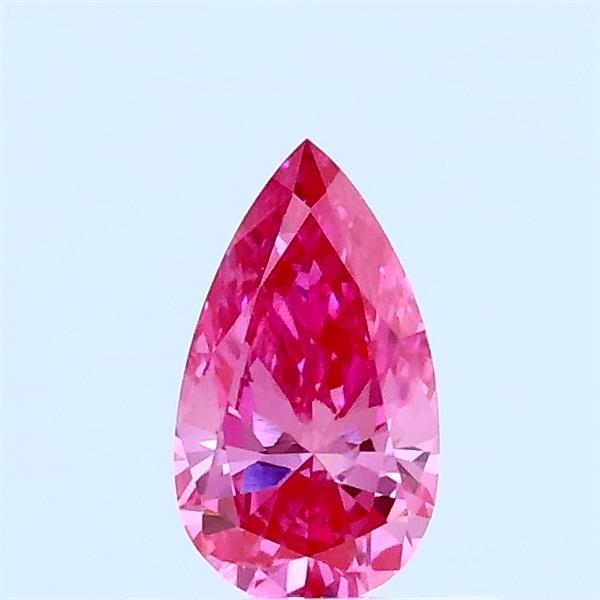 Actual 0.32 carat Fancy Vivid Pink Pear lab-grown diamond