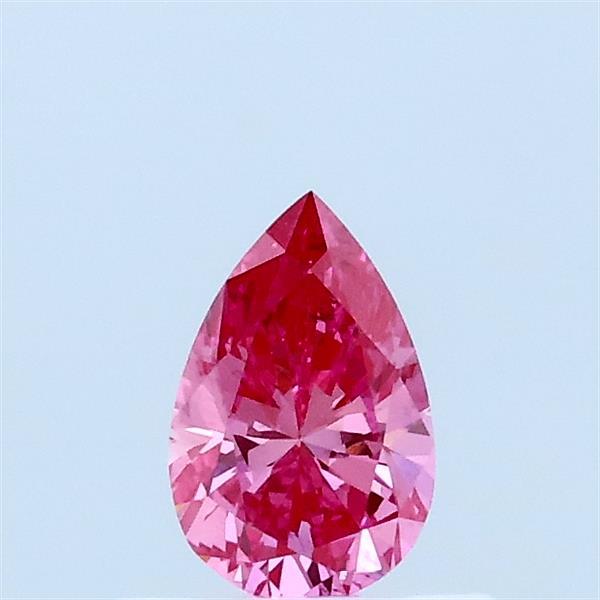 Actual 0.33 carat Fancy Vivid Pink Pear lab-grown diamond
