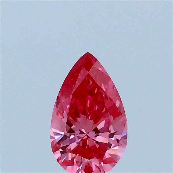 Actual 0.31 carat Fancy Vivid Pink Pear lab-grown diamond