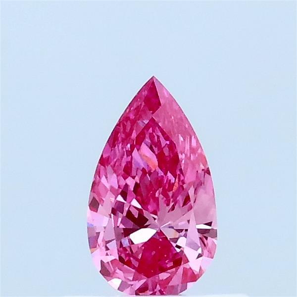 Actual 0.3 carat Fancy Vivid Pink Pear lab-grown diamond