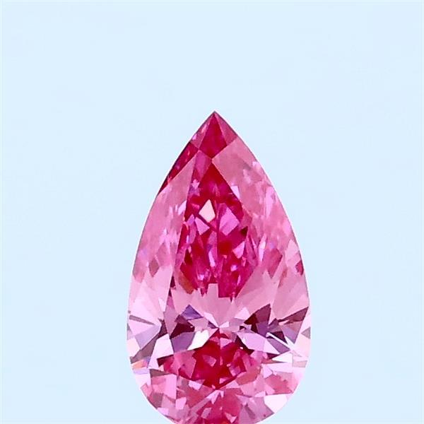 Actual 0.3 carat Fancy Vivid Pink Pear lab-grown diamond