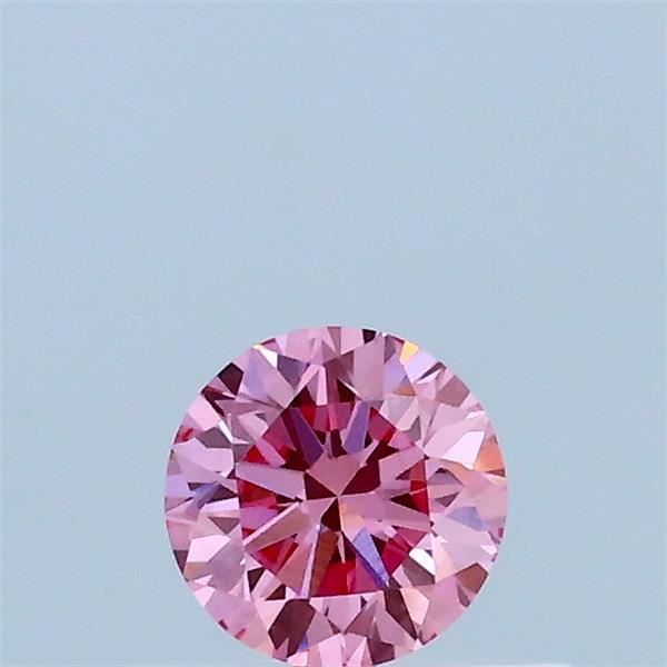 Actual 0.32 carat Fancy Vivid Pink Round lab-grown diamond