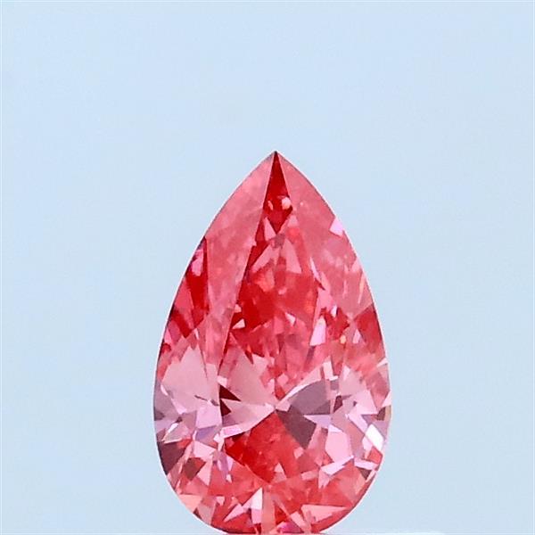 Actual 0.32 carat Fancy Vivid Pink Pear lab-grown diamond