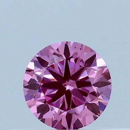 Actual 0.31 carat Fancy Vivid Pink Round lab-grown diamond