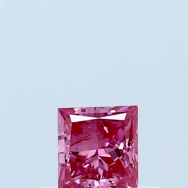 Actual 0.3 carat Fancy Vivid Pink Princess lab-grown diamond