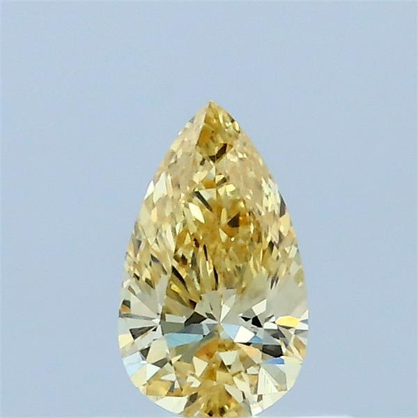 Actual 0.34 carat Fancy Intense Yellow Pear lab-grown diamond