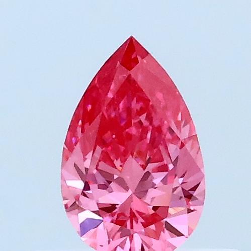 Actual 0.33 carat Fancy Vivid Pink Pear lab-grown diamond
