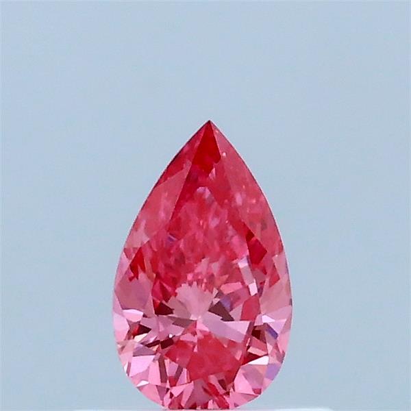 Actual 0.32 carat Fancy Vivid Pink Pear lab-grown diamond
