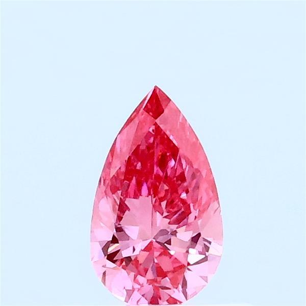 Actual 0.3 carat Fancy Vivid Pink Pear lab-grown diamond