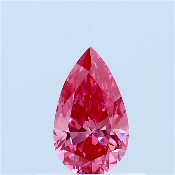 Actual 0.33 carat Fancy Vivid Pink Pear lab-grown diamond