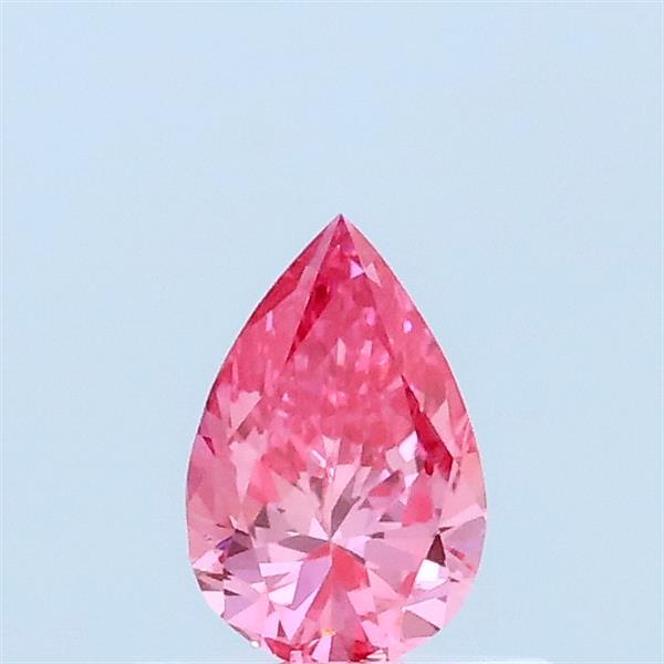 Actual 0.32 carat Fancy Vivid Pink Pear lab-grown diamond