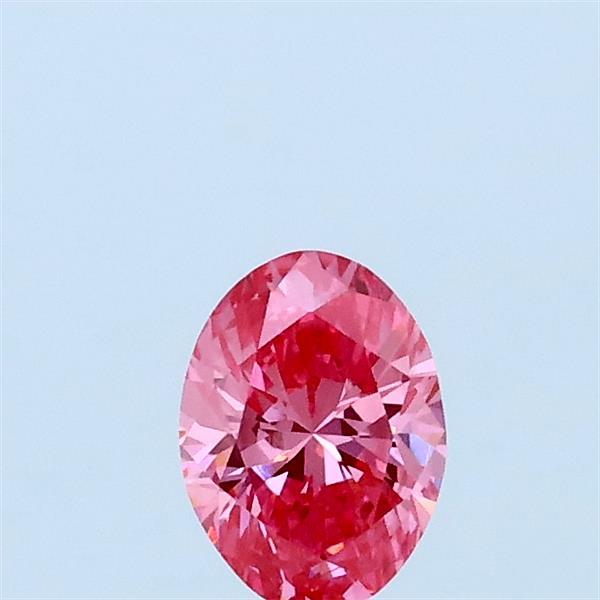 Actual 0.3 carat Fancy Vivid Pink Oval lab-grown diamond