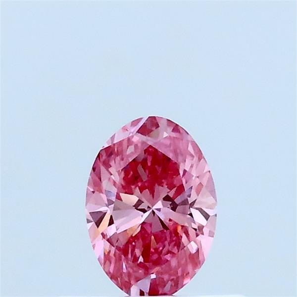Actual 0.3 carat Fancy Vivid Pink Oval lab-grown diamond