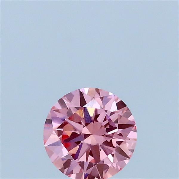 Actual 0.32 carat Fancy Vivid Pink Round lab-grown diamond
