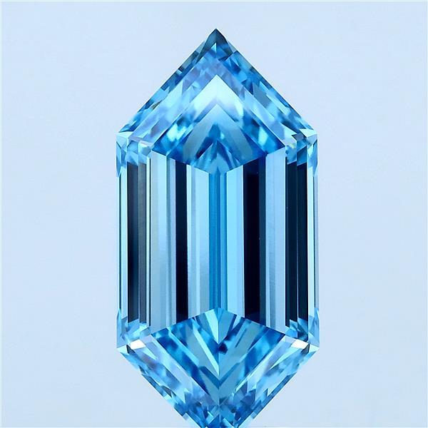 5.05 ct Hexagonal lab grown diamond FANCY VIVID BLUE VVS2