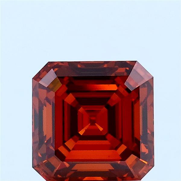 1.40 ct Asscher lab grown diamond FANCY VIVID BROWNISH ORANGE VVS2