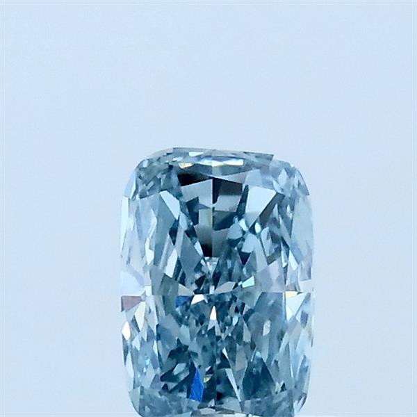 Actual 0.46 carat Fancy Greenish Blue Cushion lab-grown diamond
