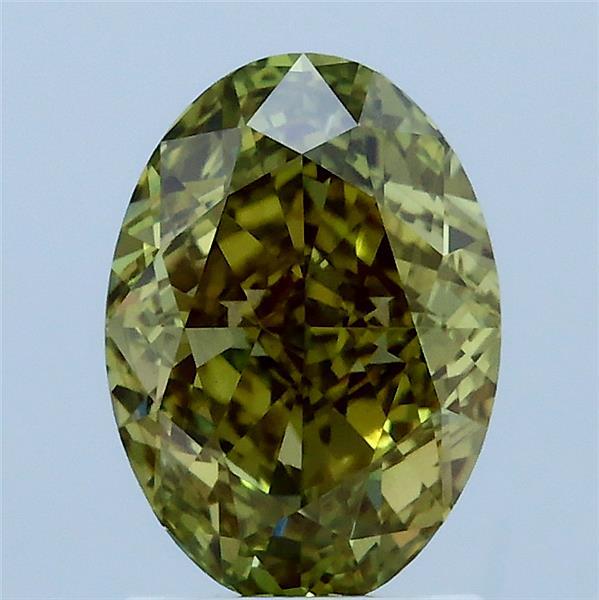1.93 ct Oval lab grown diamond FANCY INTENSE YELLOWISH GREEN VS1