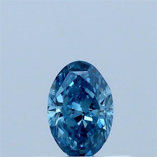 Actual 0.32 carat Fancy Vivid Blue Oval lab-grown diamond