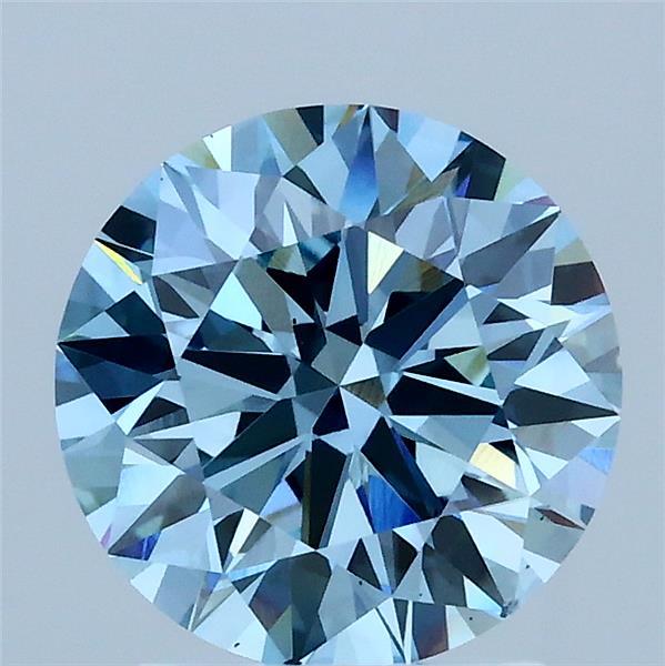 1.99 ct Round lab grown diamond FANCY VIVID BLUE VS2