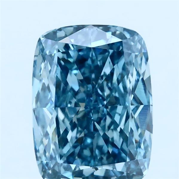 1.93 ct Cushion lab grown diamond FANCY VIVID GREENISH BLUE VS1