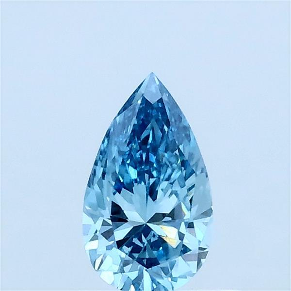 Actual 0.38 carat Fancy Vivid Blue Pear lab-grown diamond