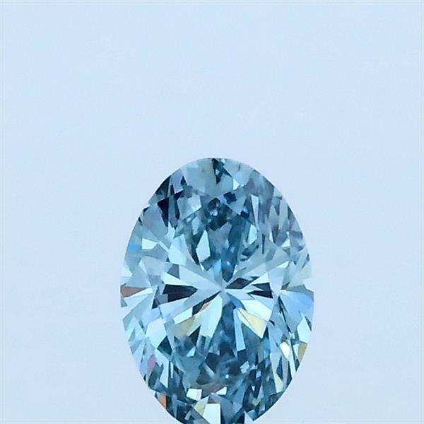 Actual 0.35 carat Fancy Vivid Greenish Blue Oval lab-grown diamond