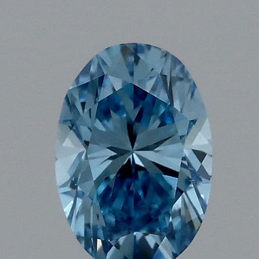 Actual 0.36 carat Fancy Vivid Blue Oval lab-grown diamond
