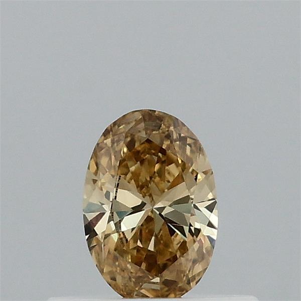 Actual 0.32 carat Fancy Intense Yellow Oval lab-grown diamond